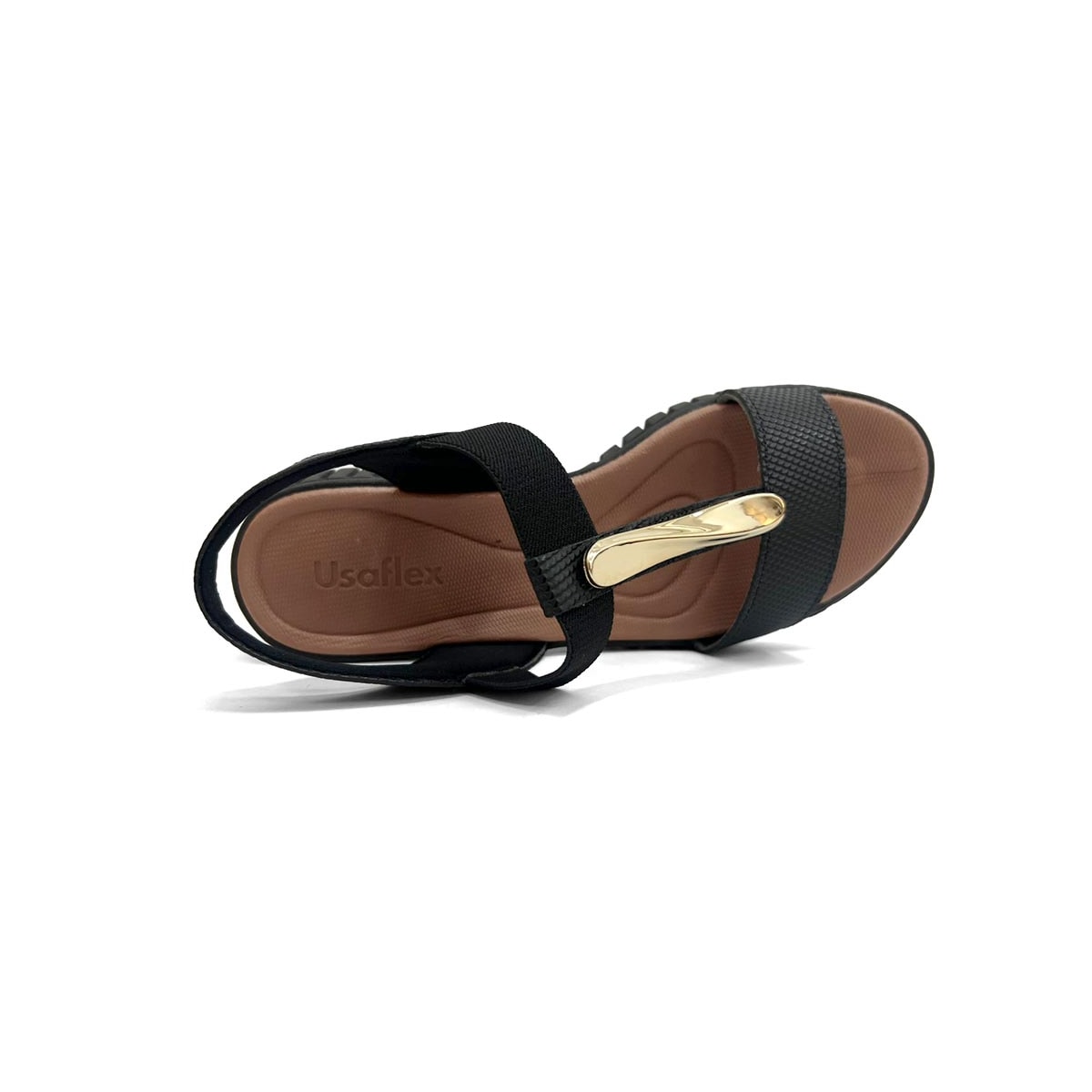 Sandália Usaflex Conforto De Couro Ud1100 Preto