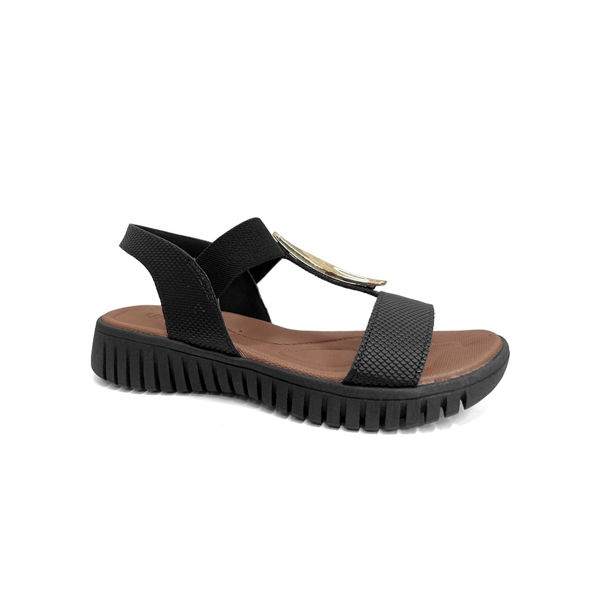 Sandália Usaflex Conforto De Couro Ud1100 Preto