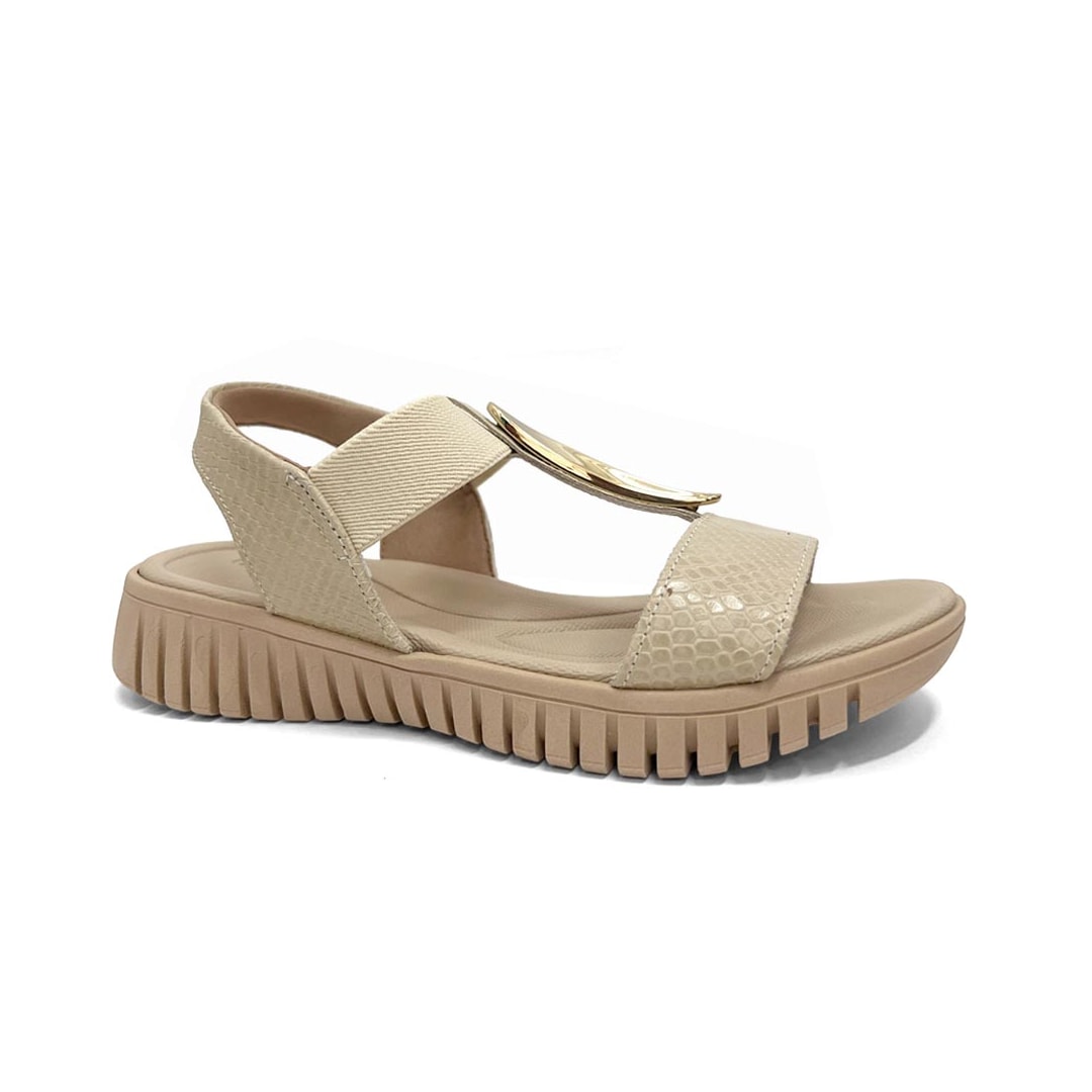 Sandália Usaflex Conforto De Couro Ud1100 Vanilla