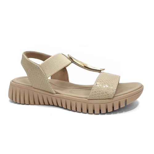 Sandália Usaflex Conforto De Couro Ud1100 Vanilla