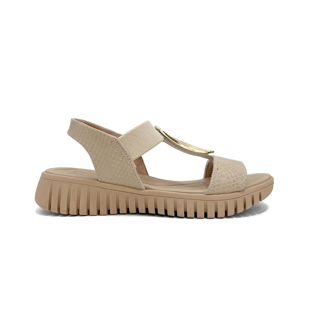Sandália Usaflex Conforto De Couro Ud1100 Vanilla