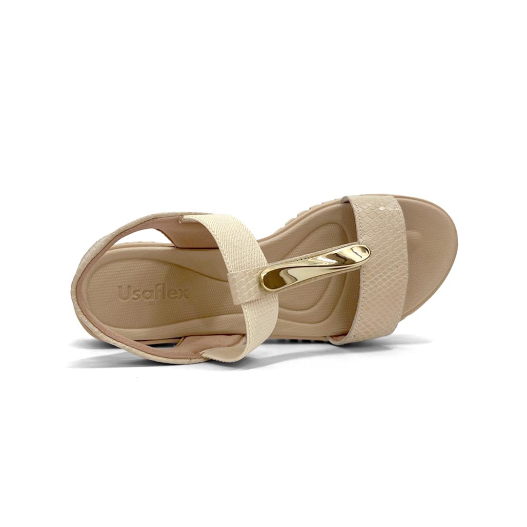 Sandália Usaflex Conforto De Couro Ud1100 Vanilla
