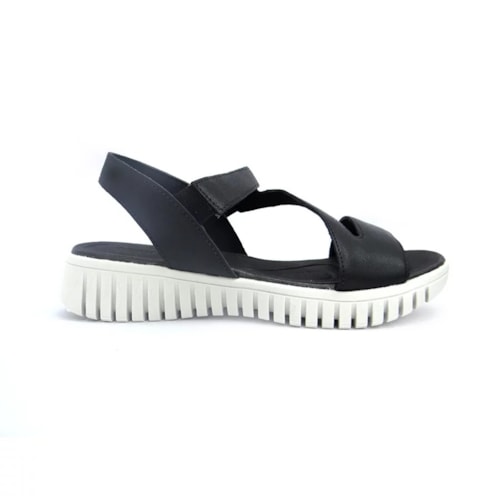 Detalhe - Sandália Usaflex De Couro Conforto Ah0109 Preto