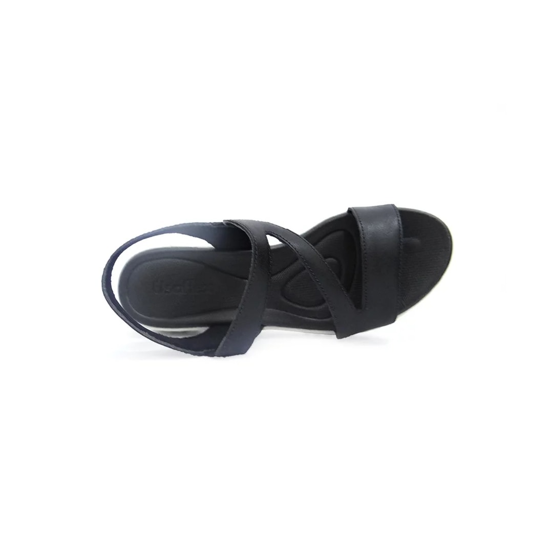 Sandália Usaflex De Couro Conforto Ah0109 Preto