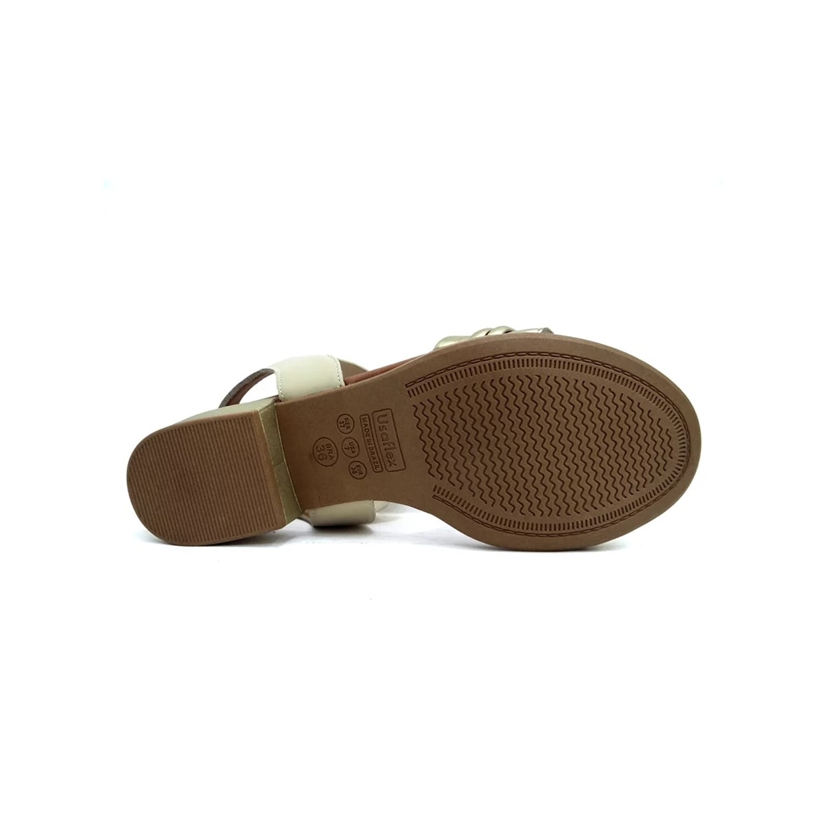 Sandália Usaflex De Couro Conforto Ai2706 Prata Velha