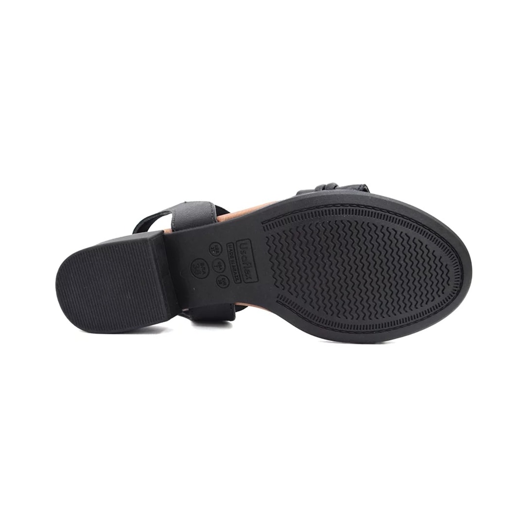 Sandália Usaflex De Couro Conforto Ai2706 Preto