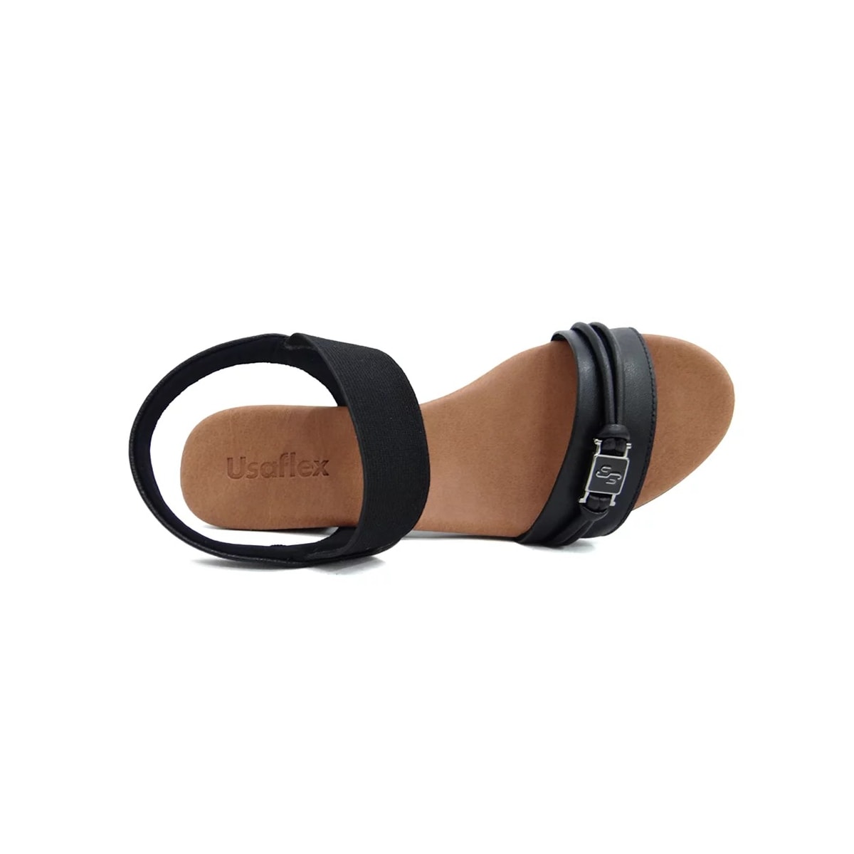 Sandália Usaflex De Couro Conforto Ai2706 Preto