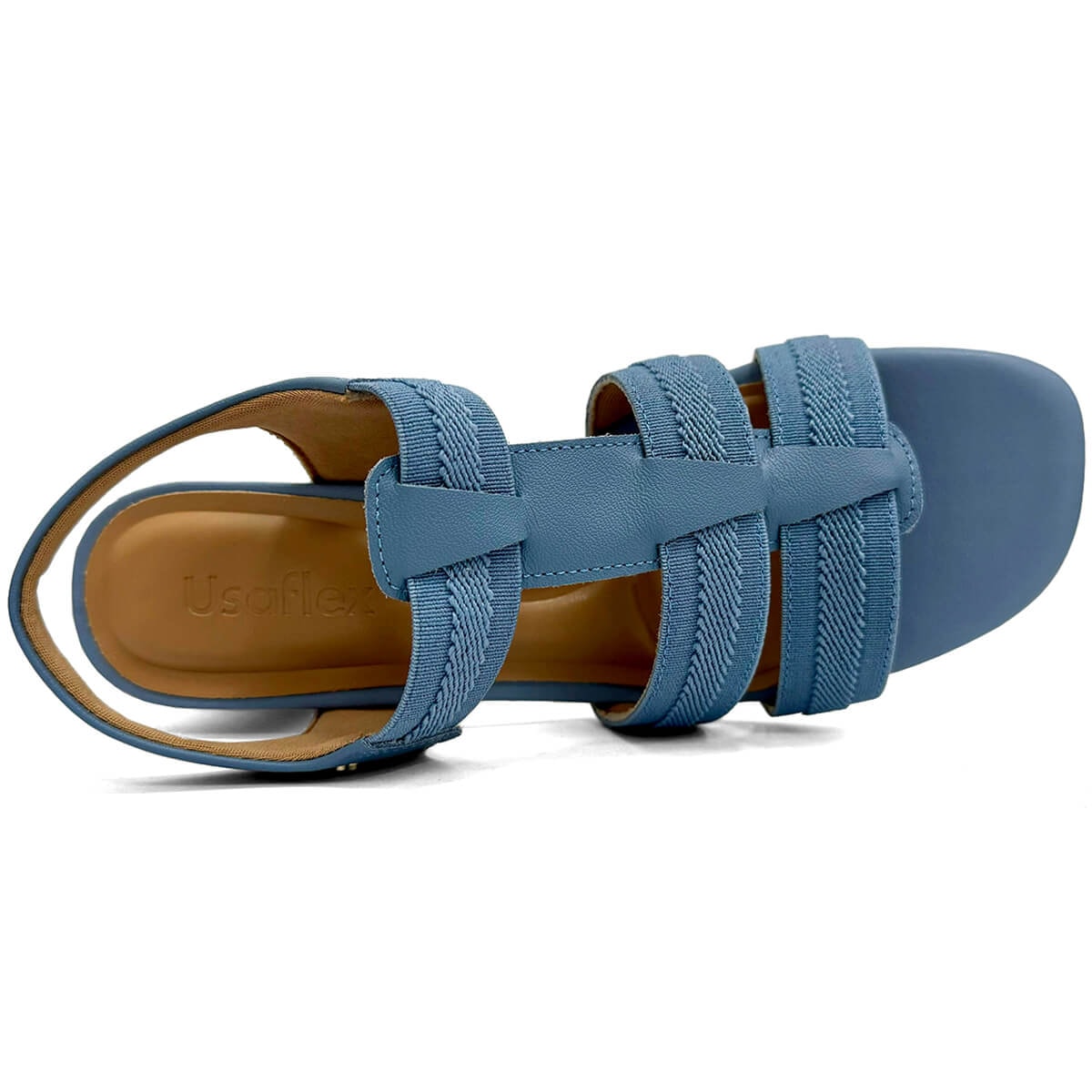 Sandália Usaflex De Couro Salto Bloco Conforto Ma0505003 Azul Horizonte Sandália Usaflex De Couro Salto Bloco Conforto Ma0505003 Azul Horizonte