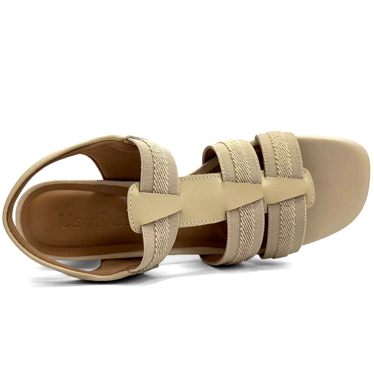 Sandália Usaflex De Couro Salto Bloco Conforto Ma0505003 Vanilla Sandália Usaflex De Couro Salto Bloco Conforto Ma0505003 Vanilla