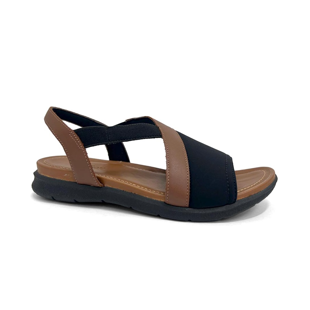 Sandália Usaflex Elastano Conforto Aa3008 Preto/Caramelo