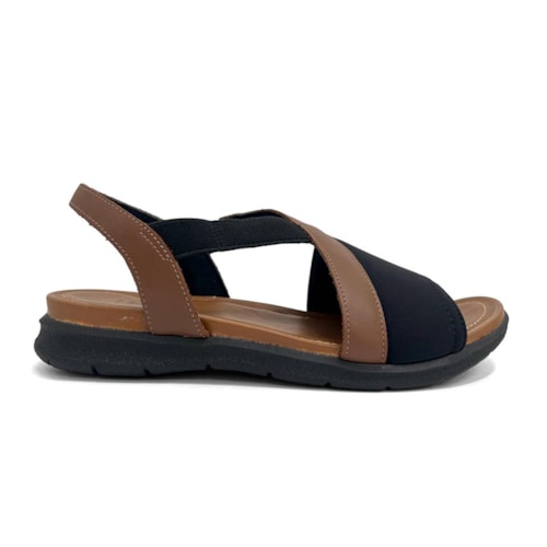 Detalhe - Sandália Usaflex Elastano Conforto Aa3008 Preto/Caramelo
