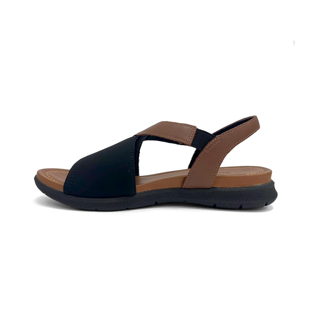 Sandália Usaflex Elastano Conforto Aa3008 Preto/Caramelo