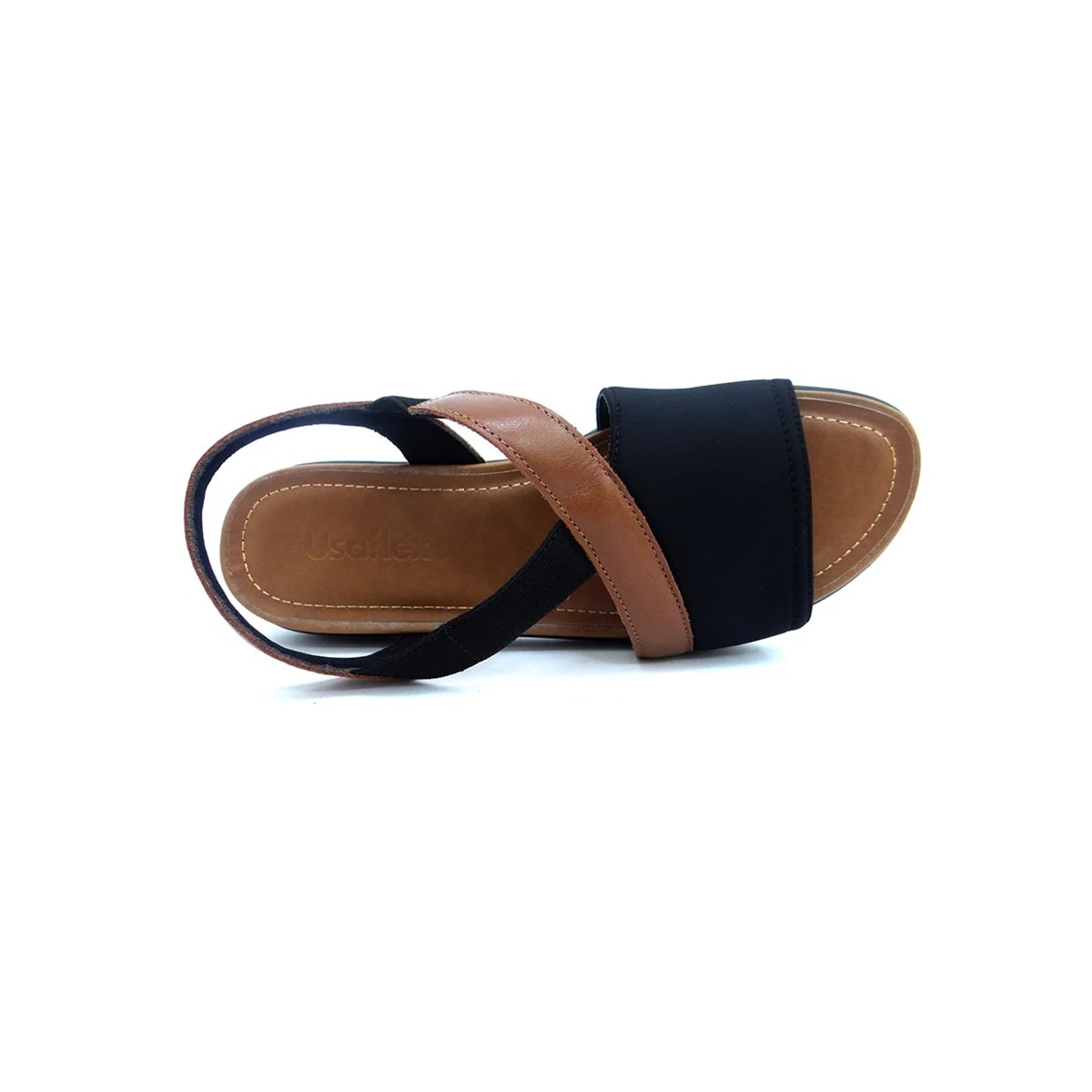 Sandália Usaflex Elastano Conforto Aa3008 Preto/Caramelo Sandália Usaflex Elastano Conforto Aa3008 Preto/Caramelo