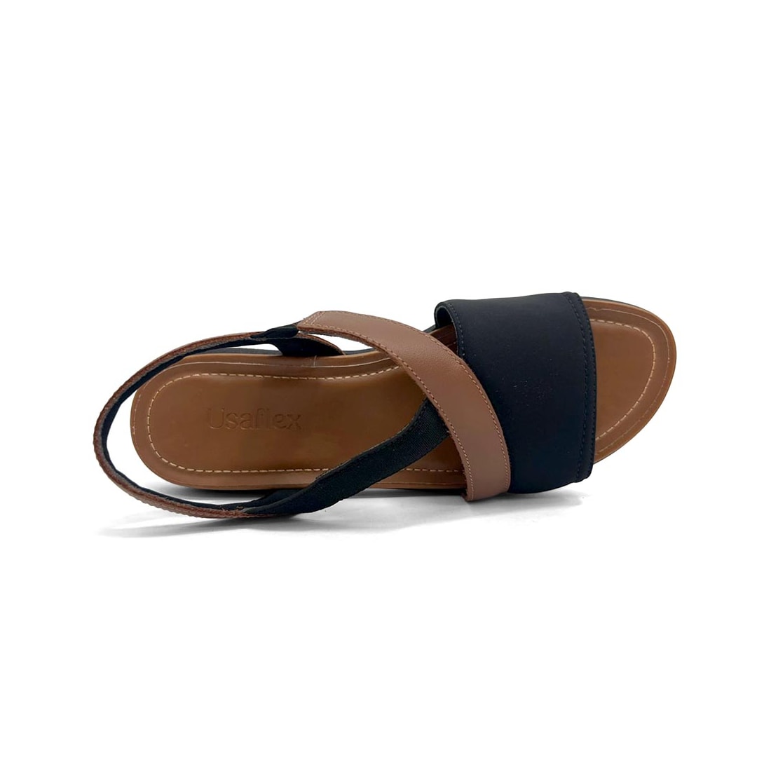 Sandália Usaflex Elastano Conforto Aa3008 Preto/Caramelo Sandália Usaflex Elastano Conforto Aa3008 Preto/Caramelo