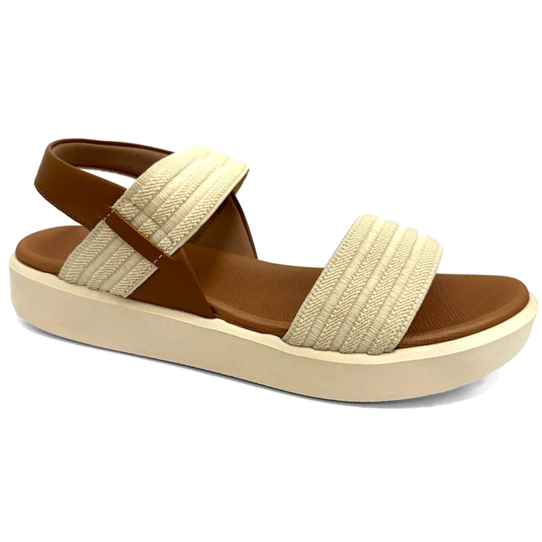 Sandália Usaflex Papete Flatform De Couro Conforto Al0101 Vanilla