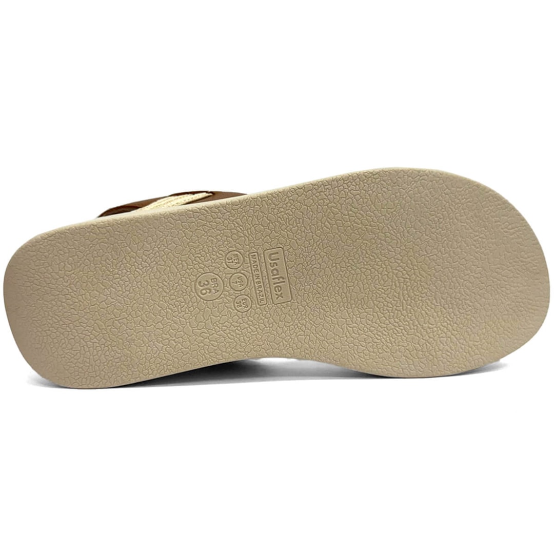 Sandália Usaflex Papete Flatform De Couro Conforto Al0101 Vanilla