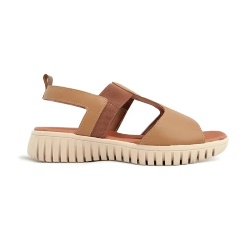 Detalhe - Sandália Usaflex Plataforma Ah0108 Amendoa