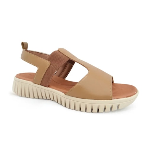 Sandália Usaflex Plataforma Ah0108 Amendoa