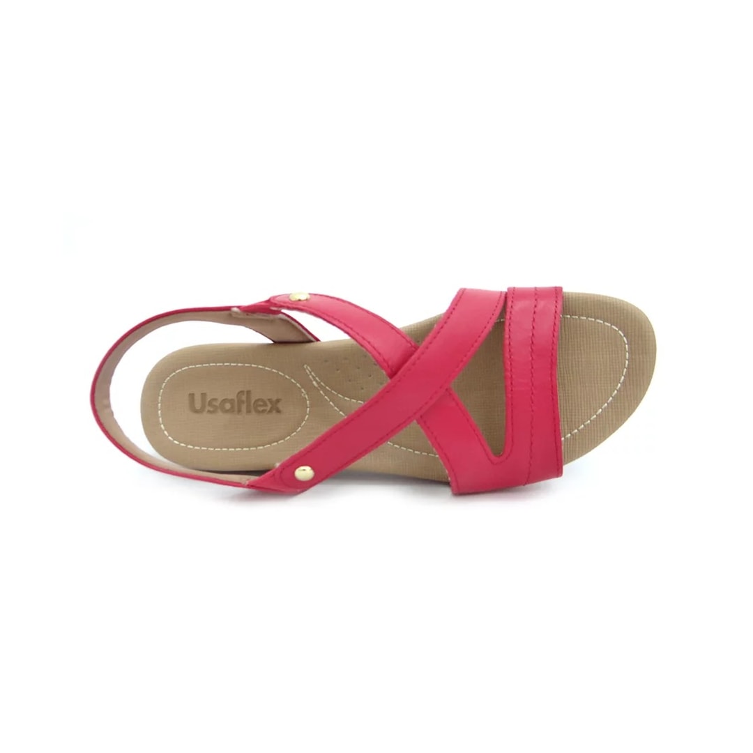 Sandália Usaflex Rasteira de Couro R1804 Magenta