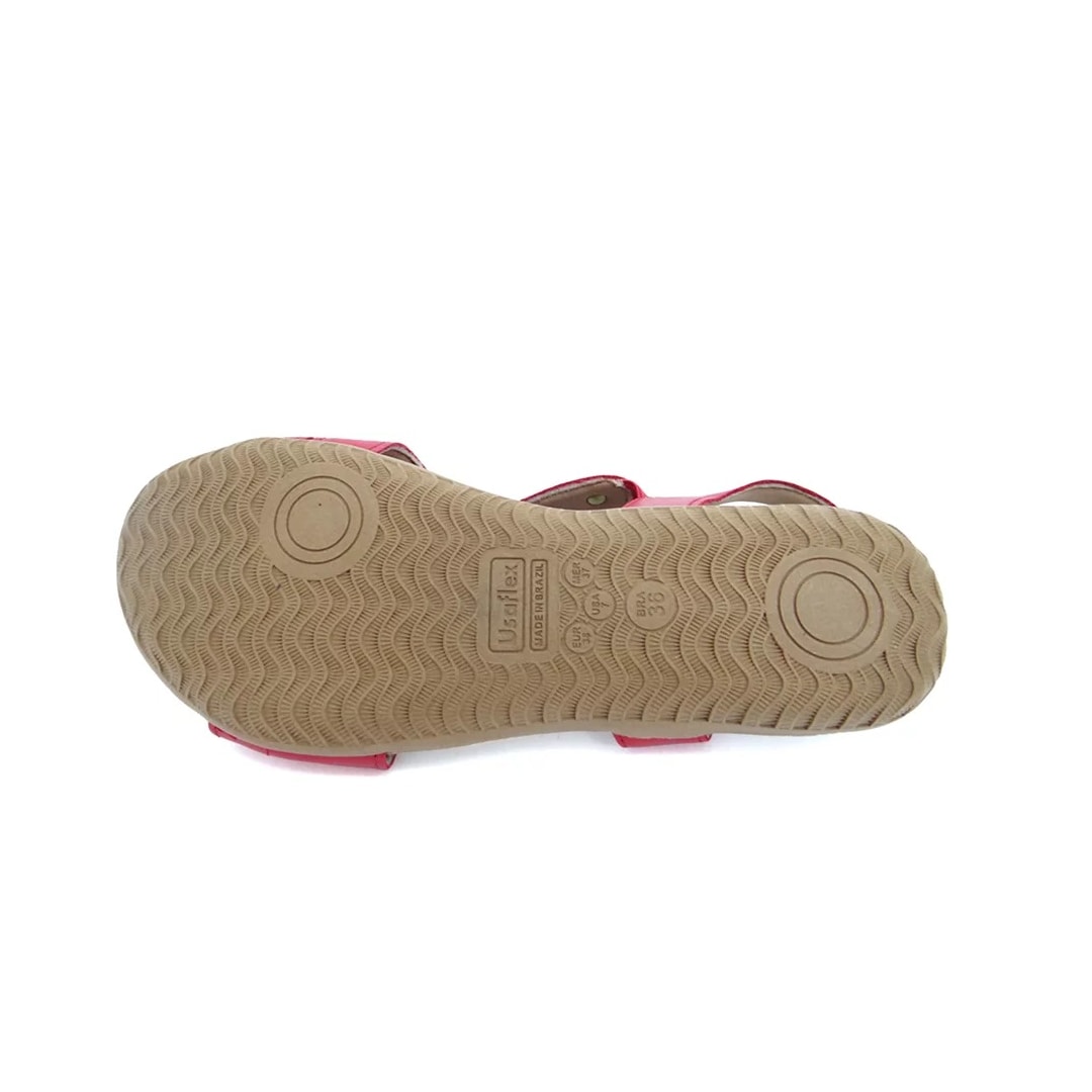 Sandália Usaflex Rasteira de Couro R1804 Magenta