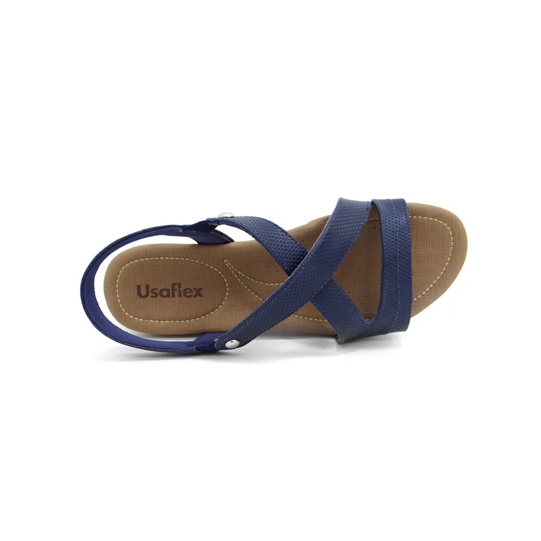 Sandália Usaflex Rasteira de Couro R1804 New Blue Sandália Usaflex Rasteira de Couro R1804 New Blue