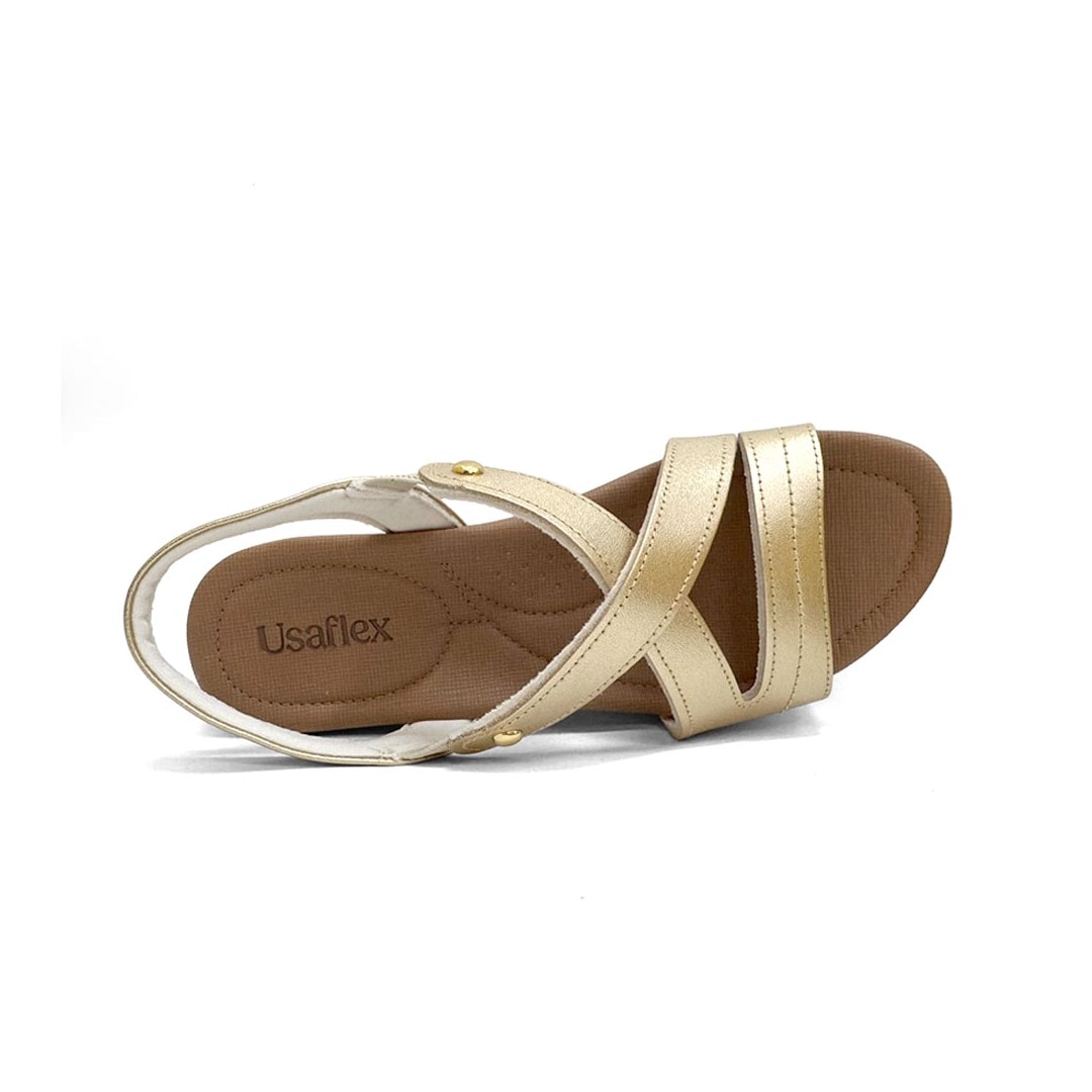 Sandália Usaflex Rasteira de Couro R1804 Prata Velha Sandália Usaflex Rasteira de Couro R1804 Prata Velha