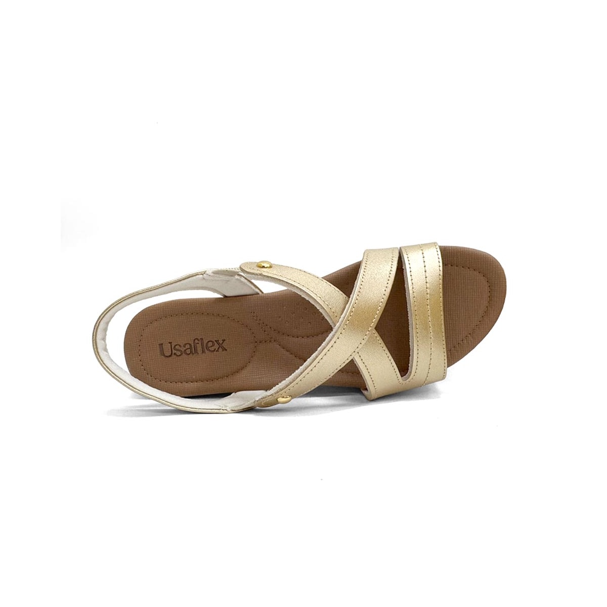 Sandália Usaflex Rasteira de Couro R1804 Prata Velha Sandália Usaflex Rasteira de Couro R1804 Prata Velha