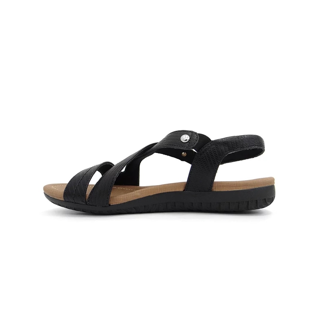 Sandália Usaflex Rasteira de Couro R1804 Preto