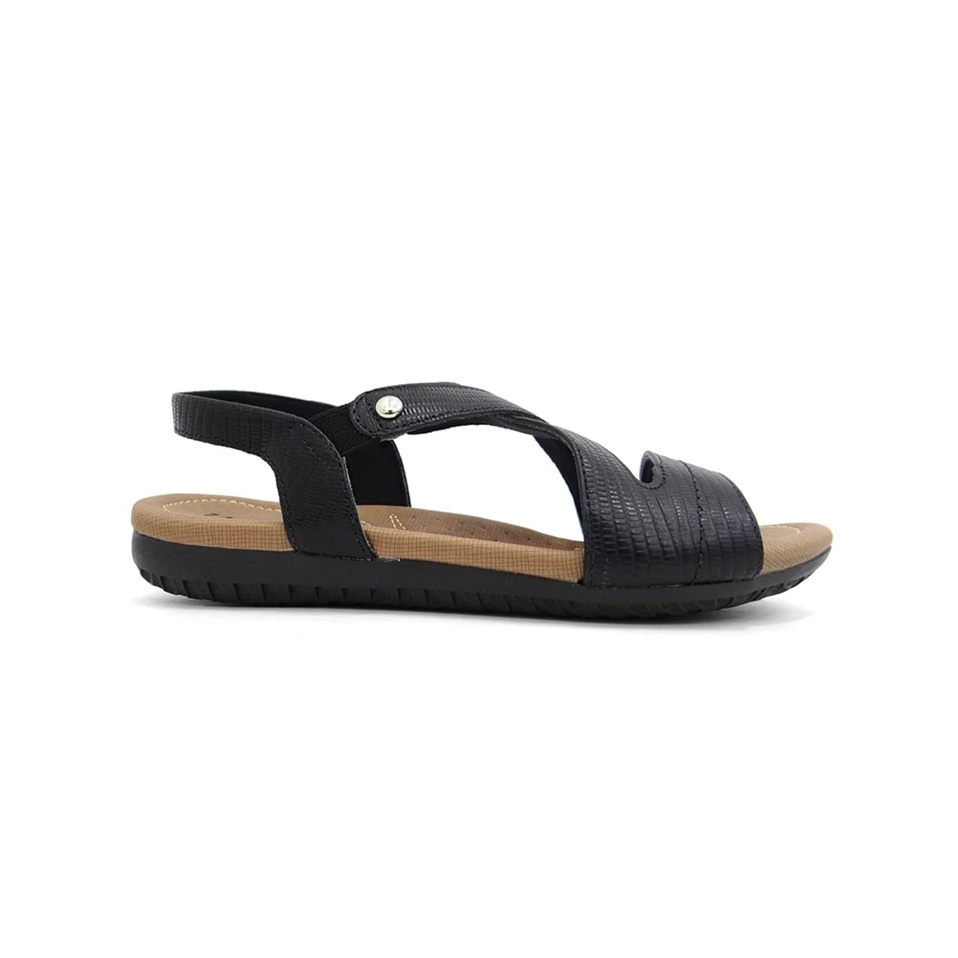 Sandália Usaflex Rasteira de Couro R1804 Preto