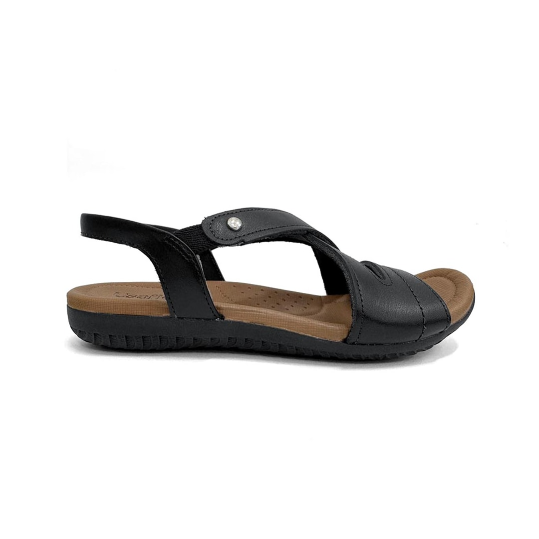 Sandália Usaflex Rasteira de Couro R1804 Preto Fosco Sandália Usaflex Rasteira de Couro R1804 Preto Fosco