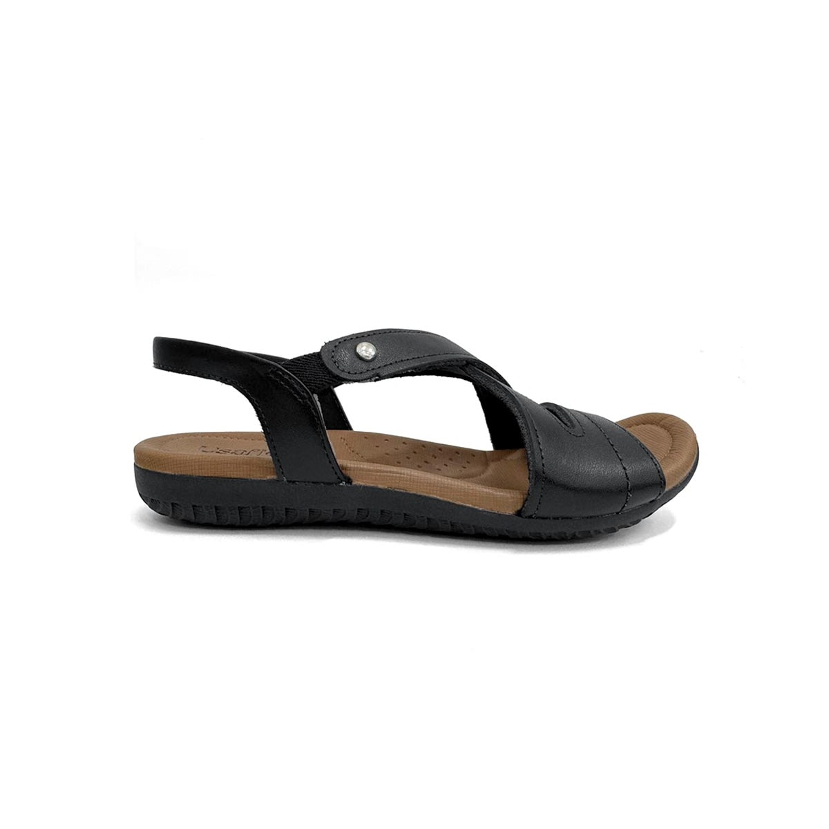 Sandália Usaflex Rasteira de Couro R1804 Preto Fosco Sandália Usaflex Rasteira de Couro R1804 Preto Fosco