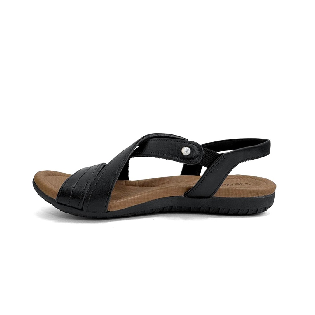 Sandália Usaflex Rasteira de Couro R1804 Preto Fosco Sandália Usaflex Rasteira de Couro R1804 Preto Fosco