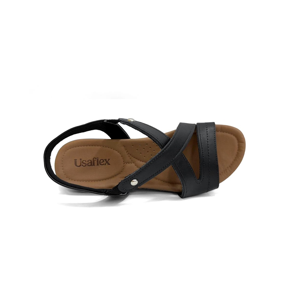 Sandália Usaflex Rasteira de Couro R1804 Preto Fosco Sandália Usaflex Rasteira de Couro R1804 Preto Fosco