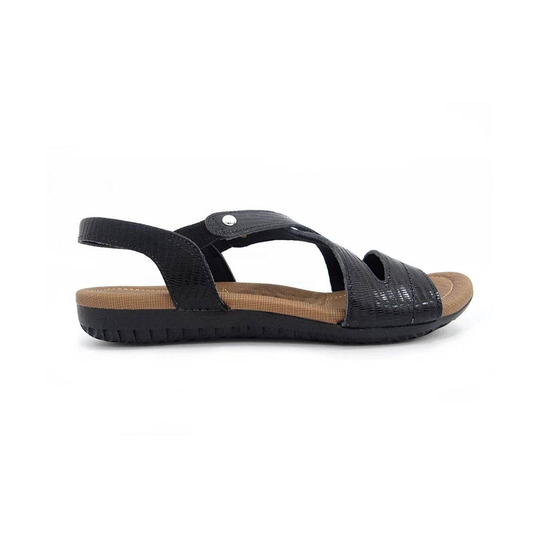 Sandália Usaflex Rasteira de Couro R1804 Preto Tresse