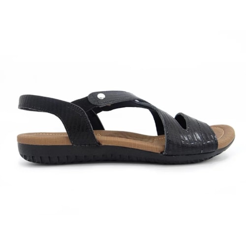 Detalhe - Sandália Usaflex Rasteira de Couro R1804 Preto Tresse