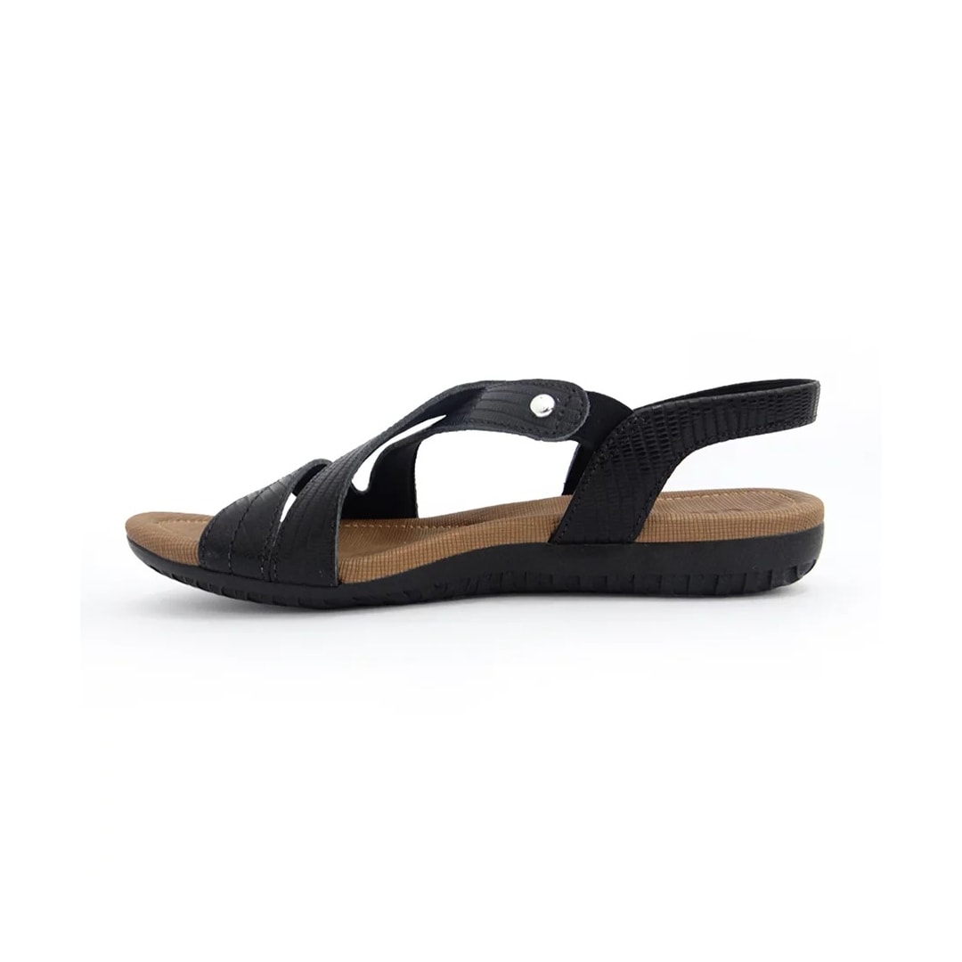 Sandália Usaflex Rasteira de Couro R1804 Preto Tresse