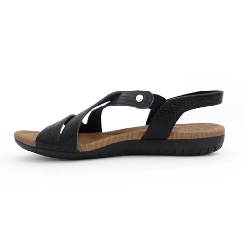 Detalhe - Sandália Usaflex Rasteira de Couro R1804 Preto Tresse