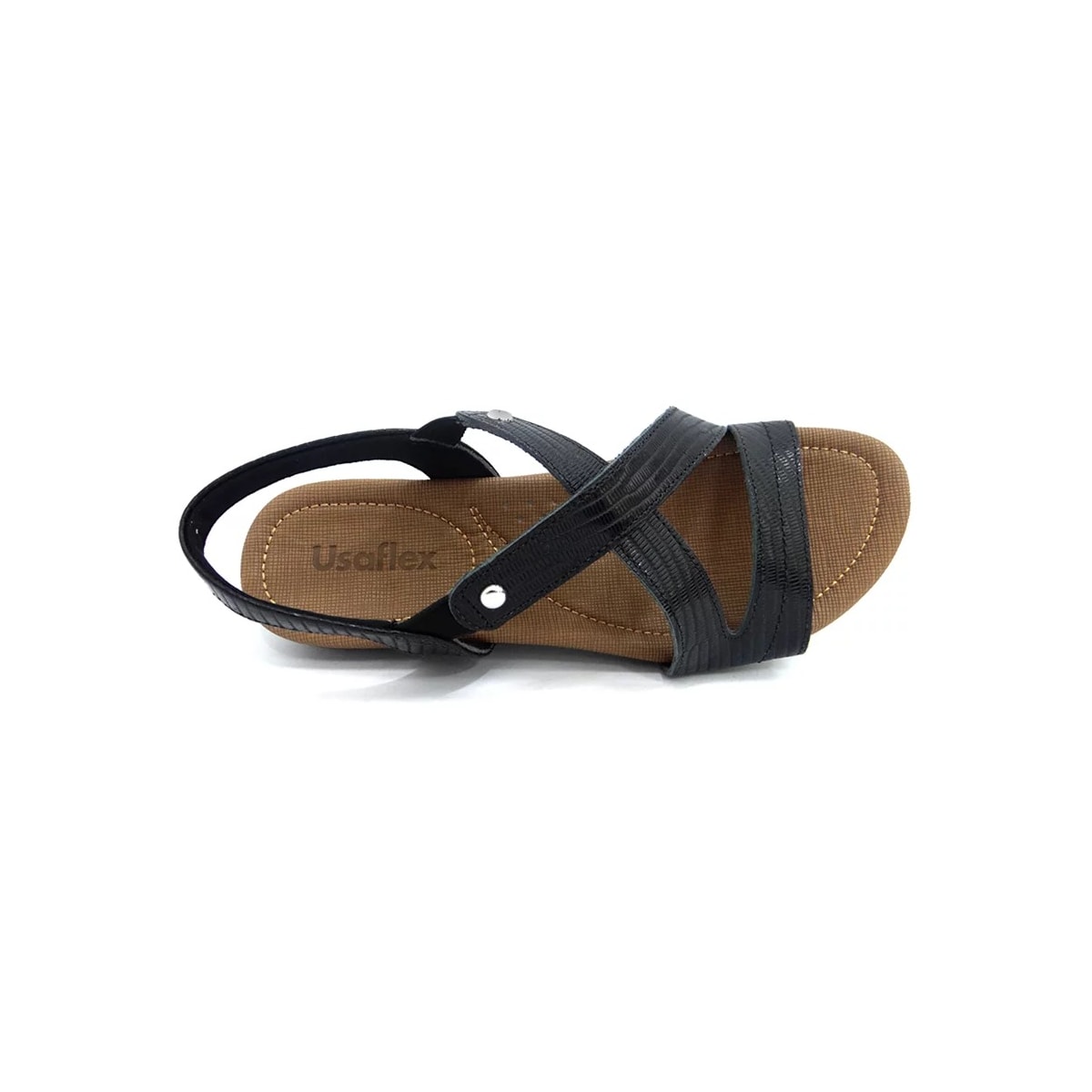 Sandália Usaflex Rasteira de Couro R1804 Preto Tresse Sandália Usaflex Rasteira de Couro R1804 Preto Tresse