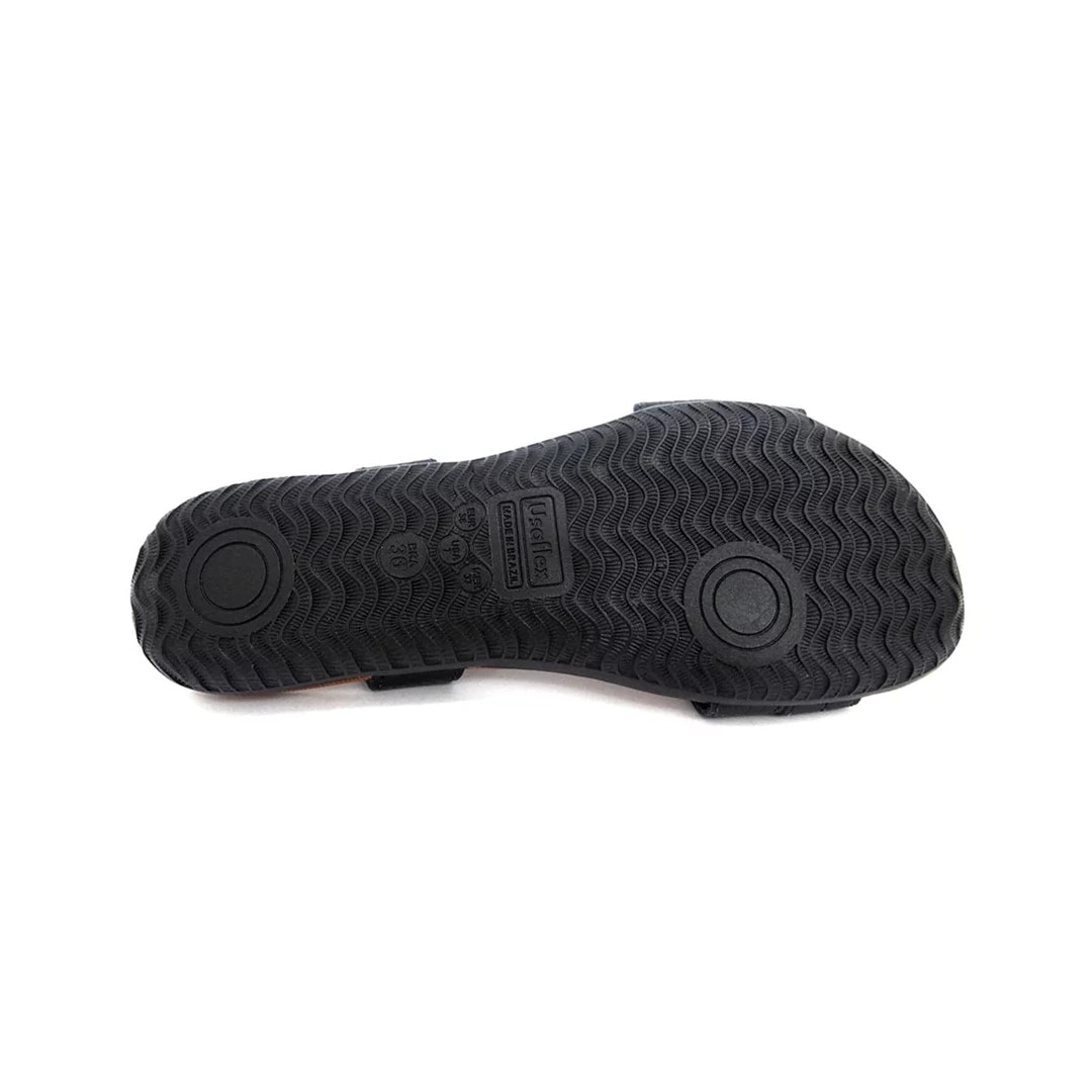 Sandália Usaflex Rasteira de Couro R1804 Preto Tresse
