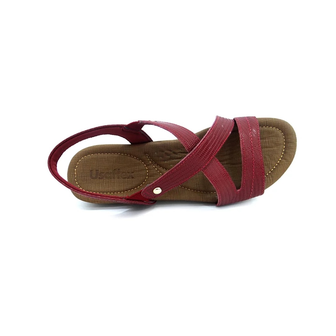Sandália Usaflex Rasteira de Couro R1804 Rebu Tresse