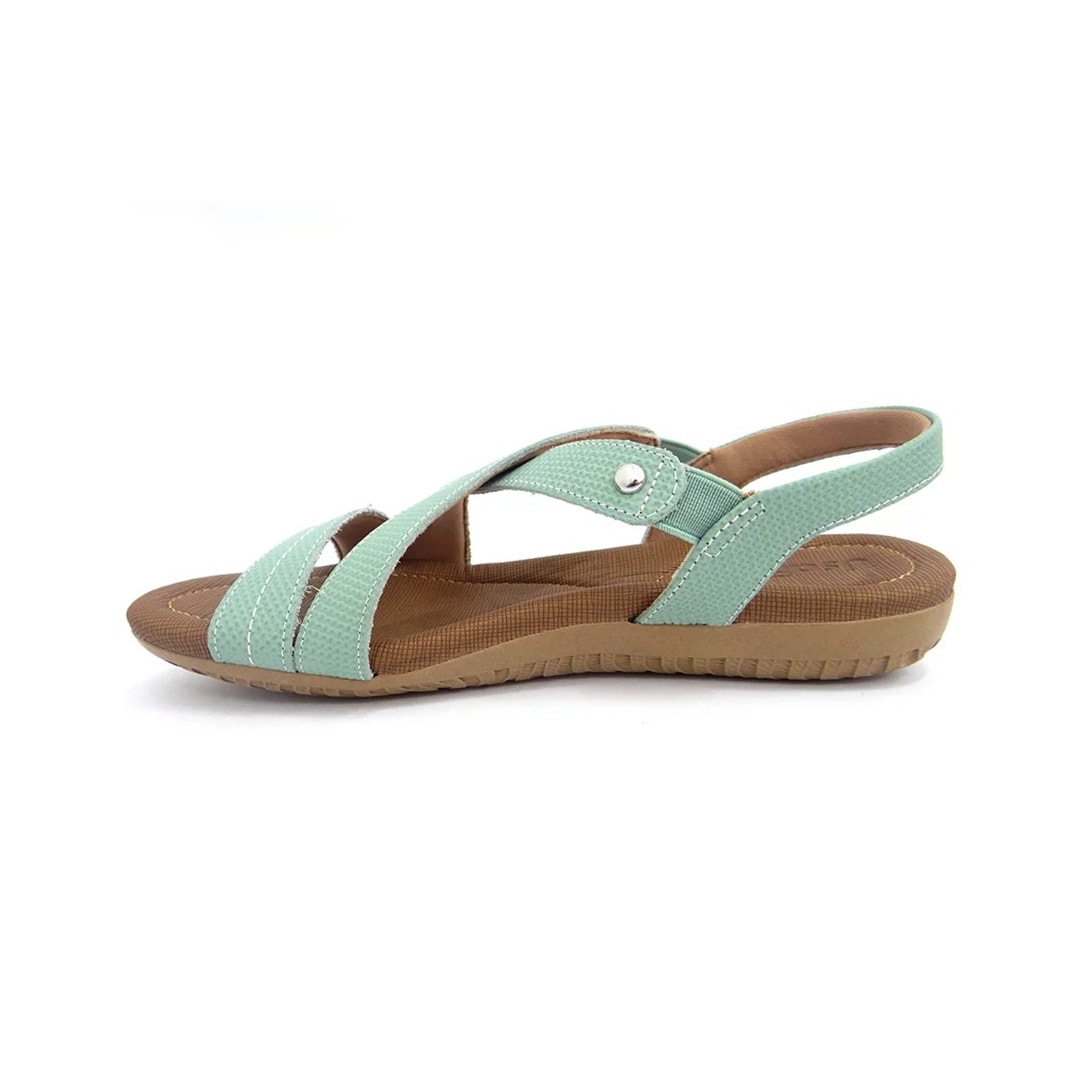 Sandália Usaflex Rasteira de Couro R1804 Salvia Tresse