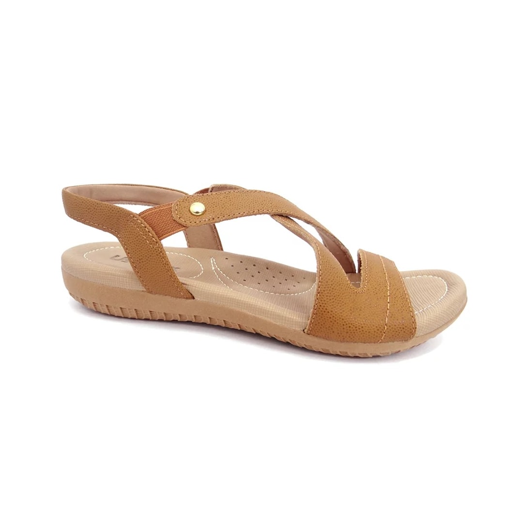 Sandália Usaflex Rasteira de Couro R1804 Tan