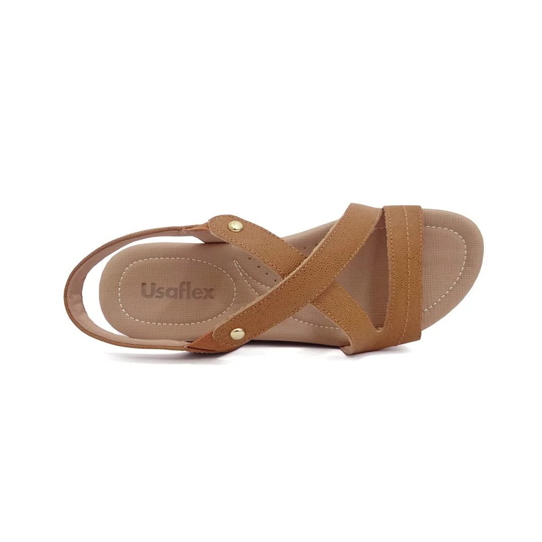 Sandália Usaflex Rasteira de Couro R1804 Tan Sandália Usaflex Rasteira de Couro R1804 Tan