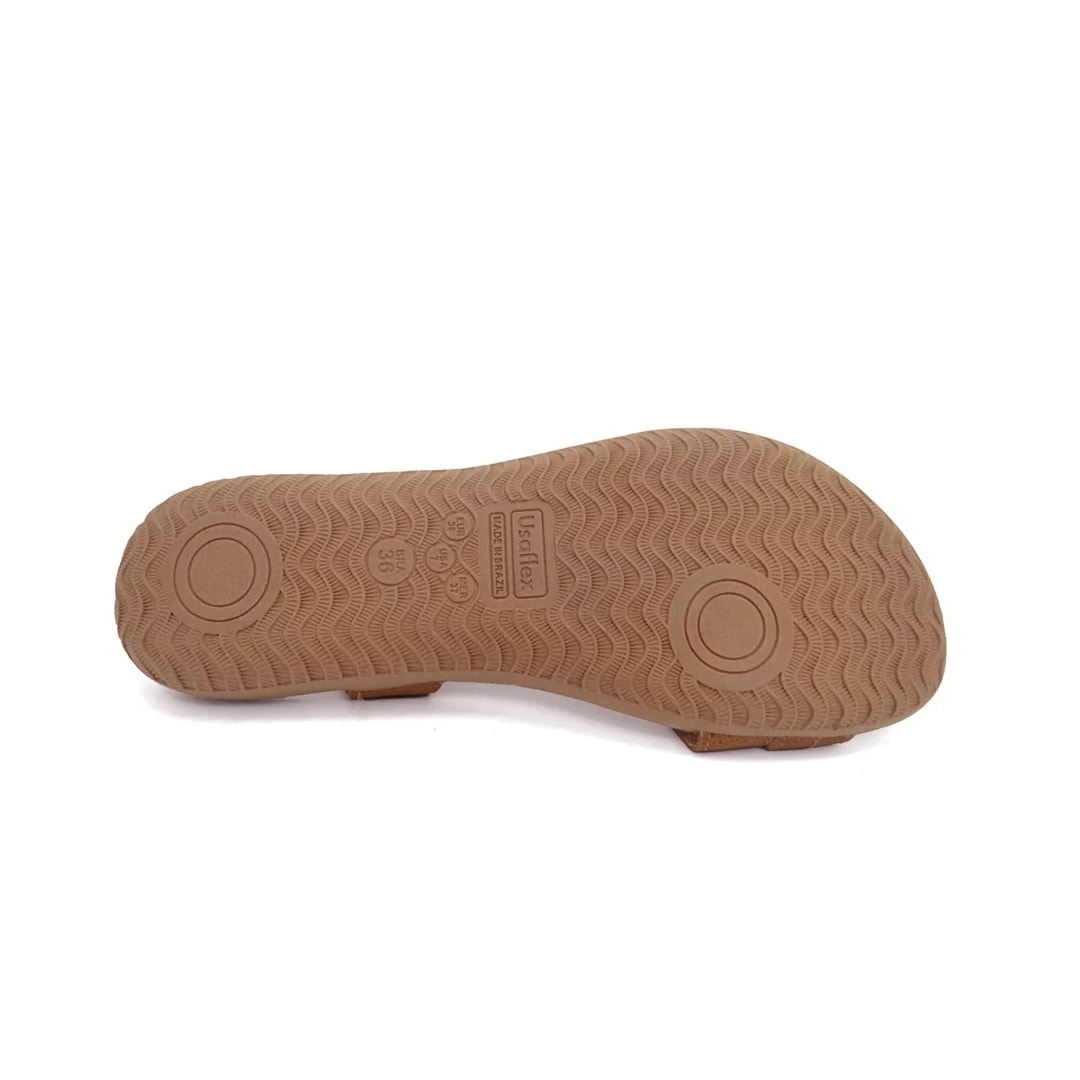 Sandália Usaflex Rasteira de Couro R1804 Tan Sandália Usaflex Rasteira de Couro R1804 Tan