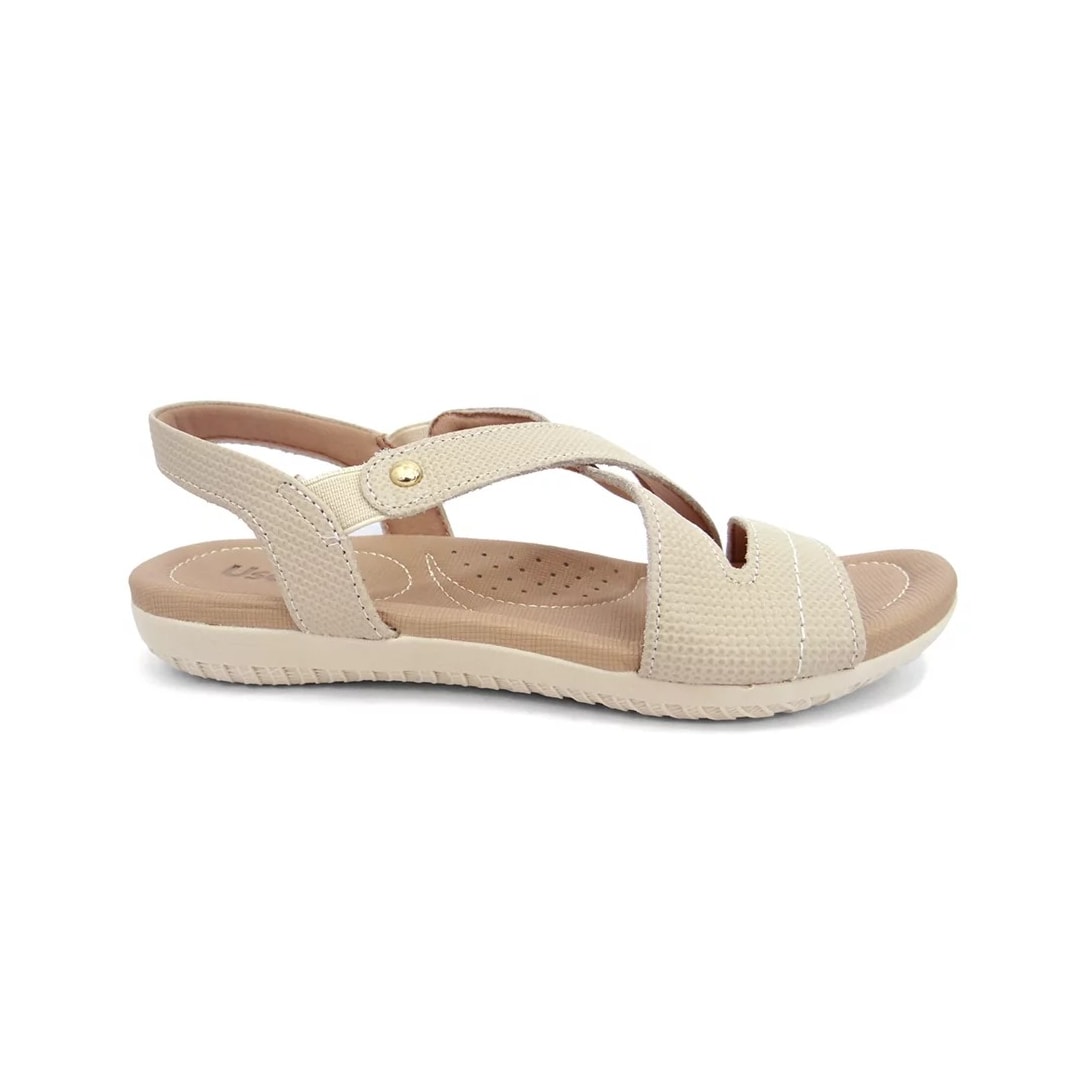 Sandália Usaflex Rasteira de Couro R1804 Vanilla