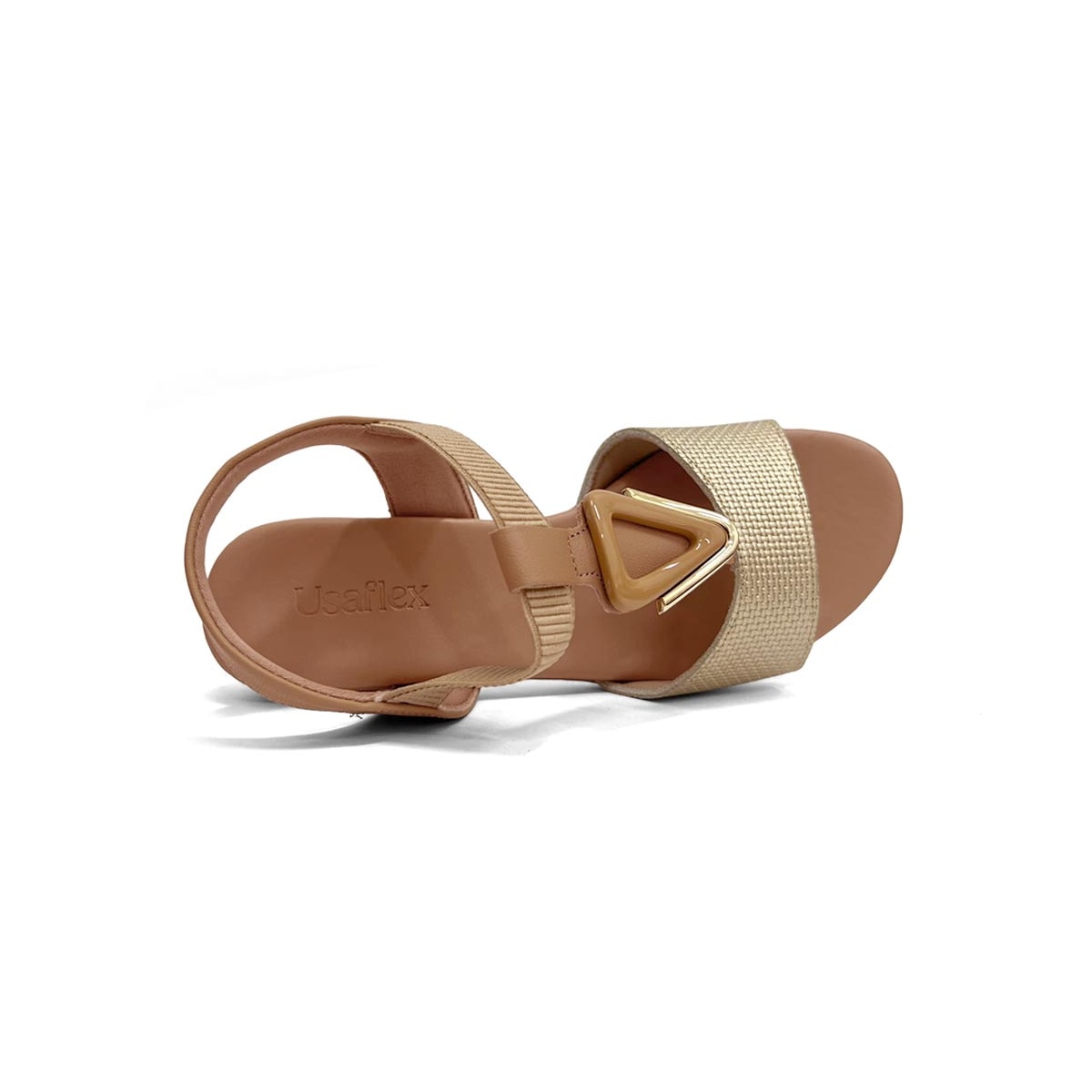 Sandália Usaflex Salto Baixo De Couro Ud1200 Ouro Light Sandália Usaflex Salto Baixo De Couro Ud1200 Ouro Light