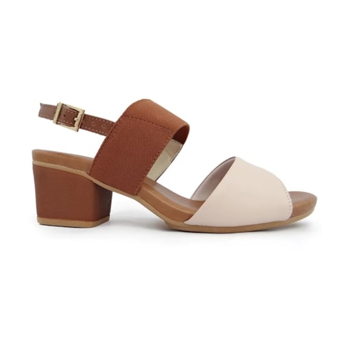 Detalhe - Sandália Usaflex Salto Bloco Ae3216 Vanilla