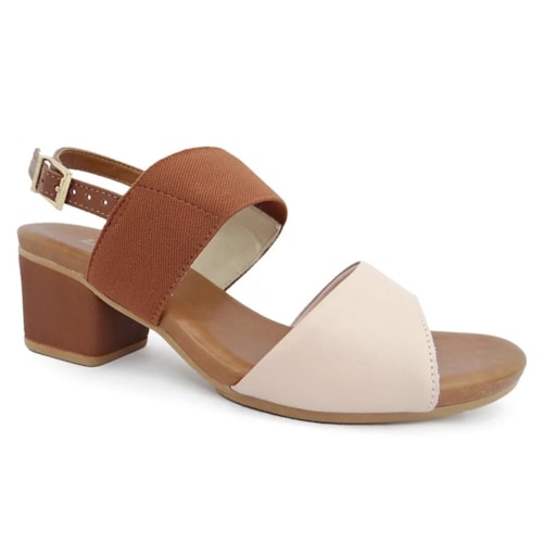 Sandália Usaflex Salto Bloco Ae3216 Vanilla