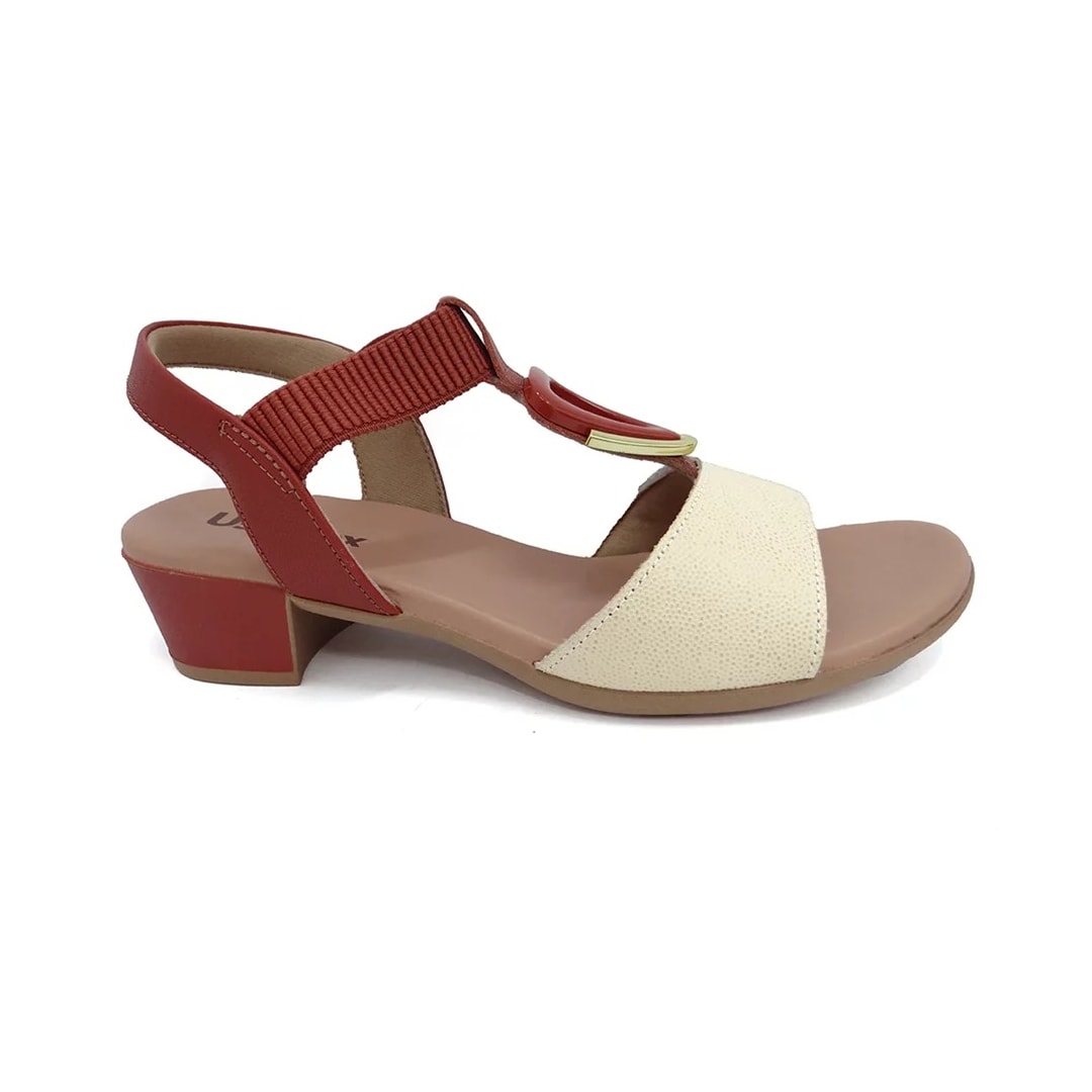 Sandália Usaflex Salto Bloco Baixo Mm0801 Vanilla