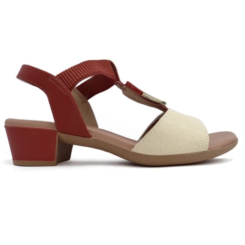 Detalhe - Sandália Usaflex Salto Bloco Baixo Mm0801 Vanilla